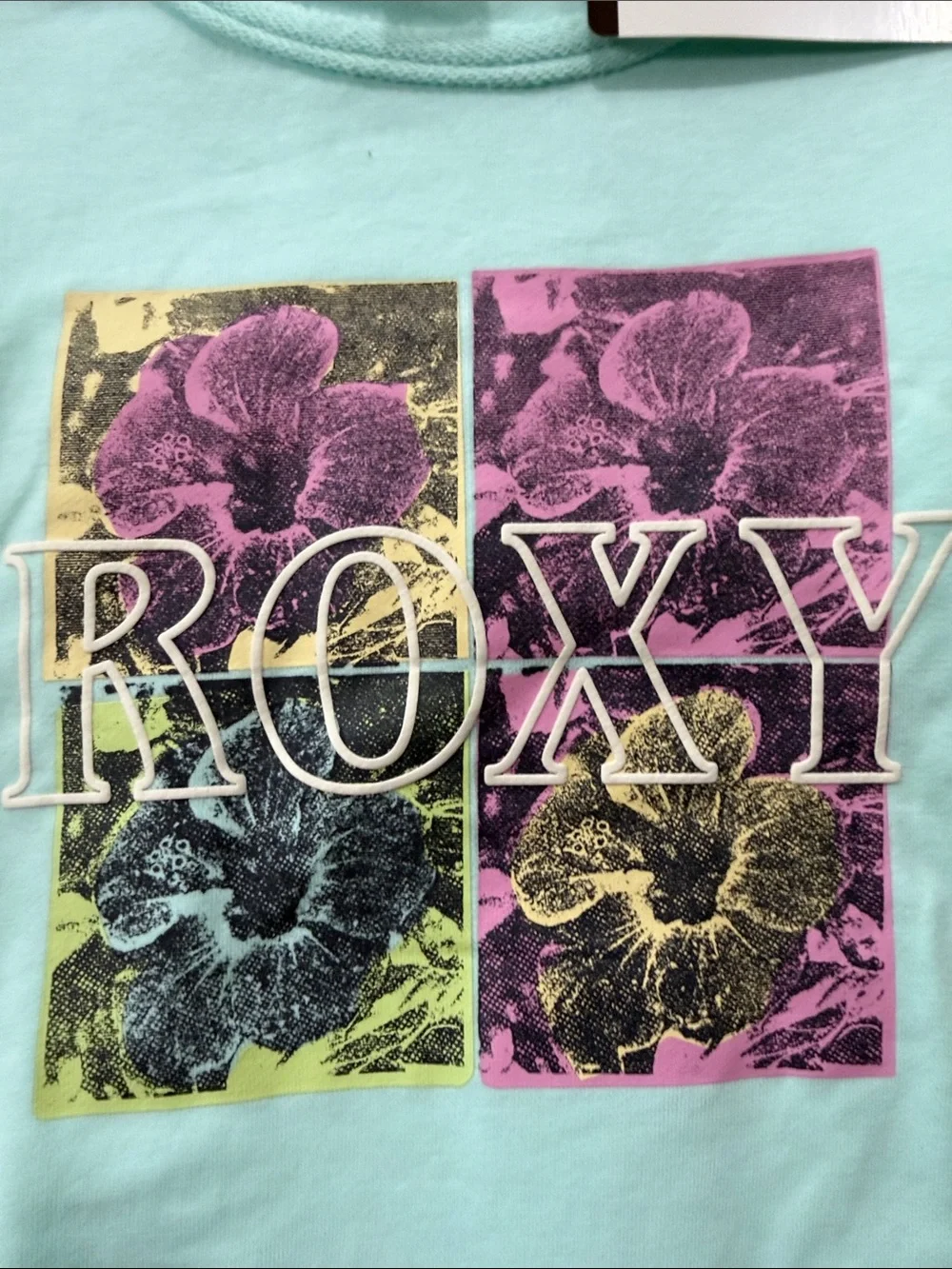 Roxy Girls Light Teal Floral 2pc set sweatshirt shorts